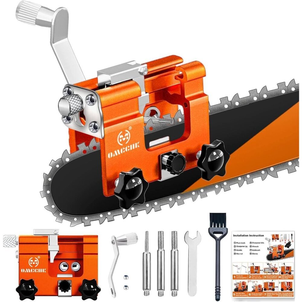 Chainsaw Sharpener Jig Kit, Portable Chainsaw Sharpening Tool with 3 Grinding St